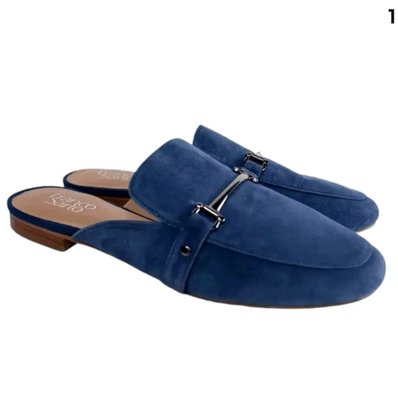 Franco Sarto Shoes - Franco Sarto Dolly Blue Suede Open Heel Slip On Mules Flats Size 7.5M